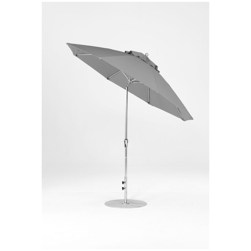 9 Ft Octagonal Frankford Patio Umbrella- Crank Auto-Tilt- Polished Silver Anodized Frame