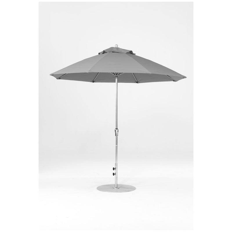 9 Ft Octagonal Frankford Patio Umbrella- Crank Lift- Polished Silver Anodized Frame