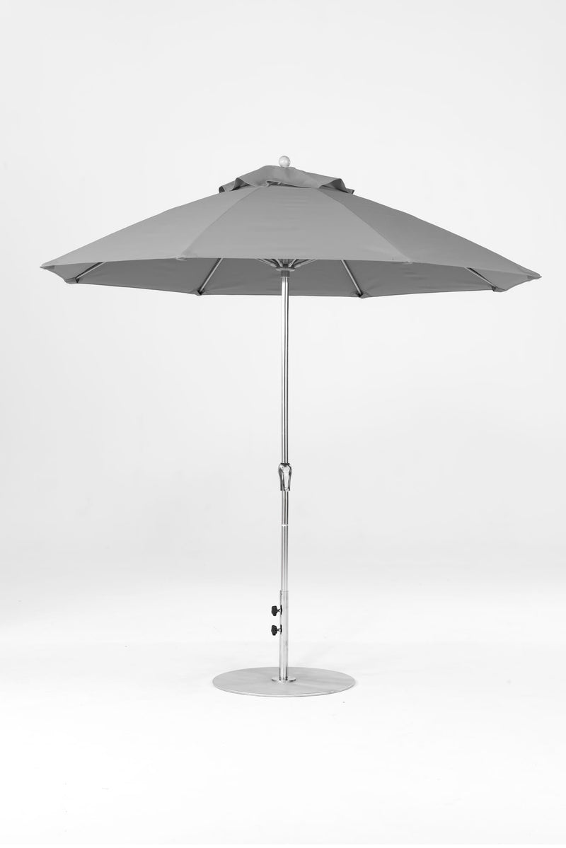9 Ft Octagonal Frankford Patio Umbrella- Crank Lift- Polished Silver Anodized Frame