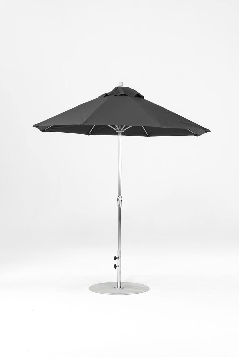 7.5 Ft Octagonal Frankford Patio Umbrella- Crank Lift- Polished Silver Anodized Frame