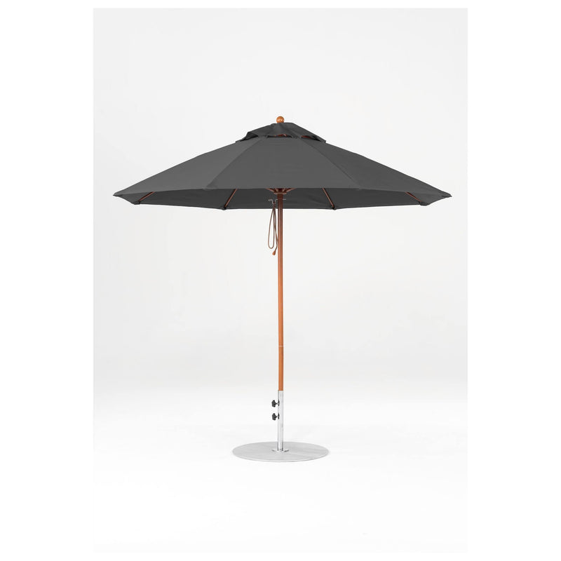 9 Ft Octagonal Frankford Patio Umbrella- Pulley Lift- Wood Grain Frame