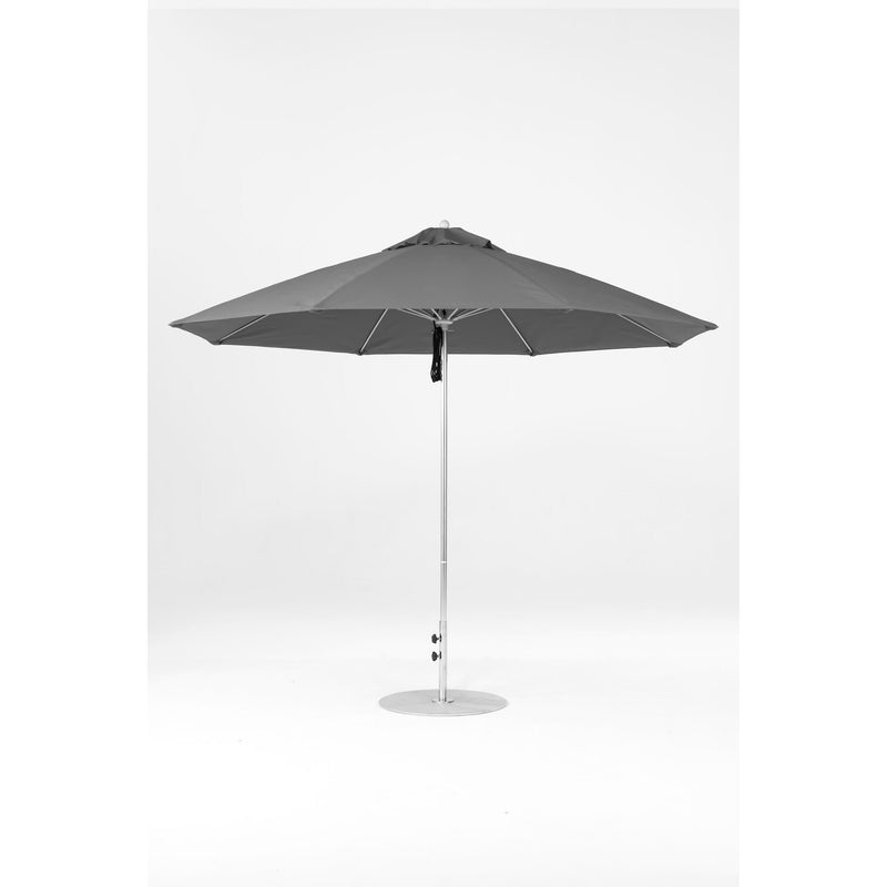11 Ft Octagonal Frankford Patio Umbrella- Pulley Lift- Polished Silver Anodized Frame