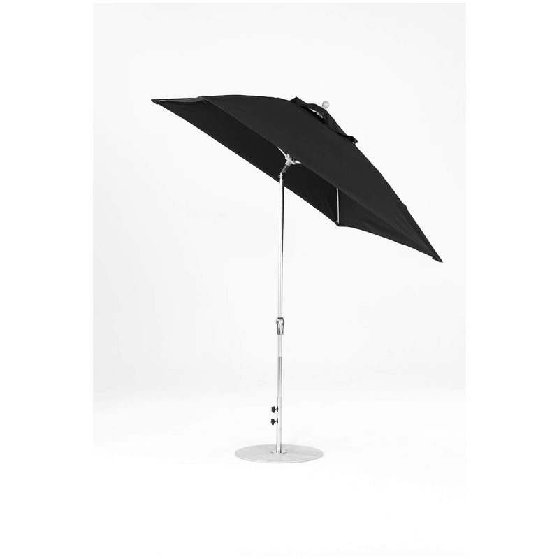 7.5 Ft Frankford Square Patio Umbrella- Crank Auto-Tilt- Polished Silver Anodized Frame