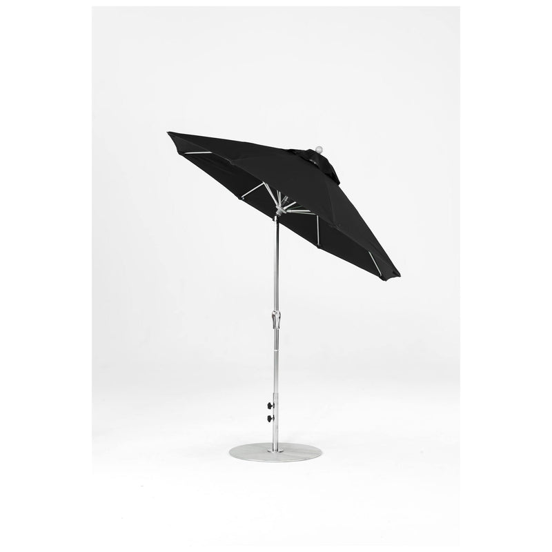 7.5 Ft Octagonal Frankford Patio Umbrella- Crank Auto-Tilt- Polished Silver Anodized Frame