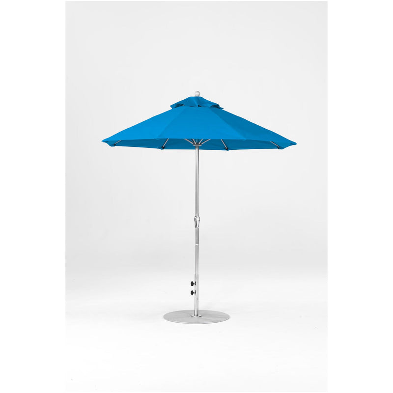 7.5 Ft Octagonal Frankford Patio Umbrella- Crank Lift- Polished Silver Anodized Frame