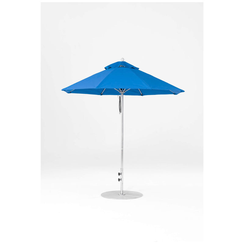9 Ft Octagonal Frankford Patio Umbrella- Pulley Lift- Polished Silver Anodized Frame