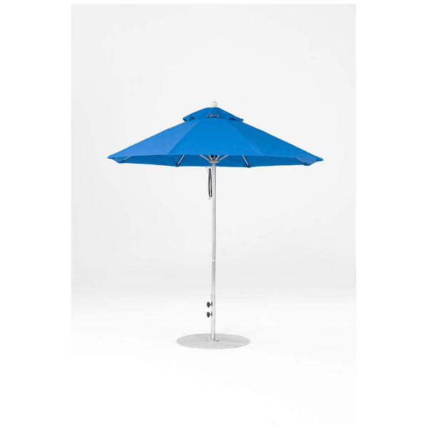 7.5 Ft Octagonal Frankford Patio Umbrella- Pulley Lift- Polished Silver Anodized Frame