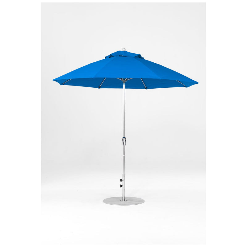 9 Ft Octagonal Frankford Patio Umbrella- Crank Lift- Polished Silver Anodized Frame