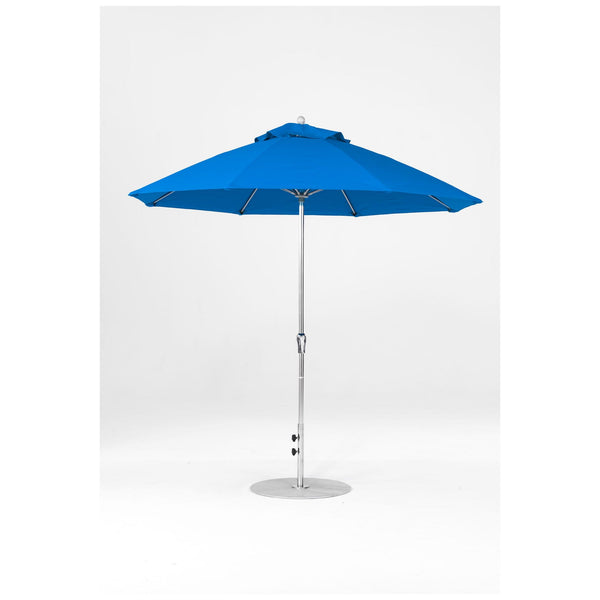 9 Ft Octagonal Frankford Patio Umbrella- Crank Lift- Polished Silver Anodized Frame