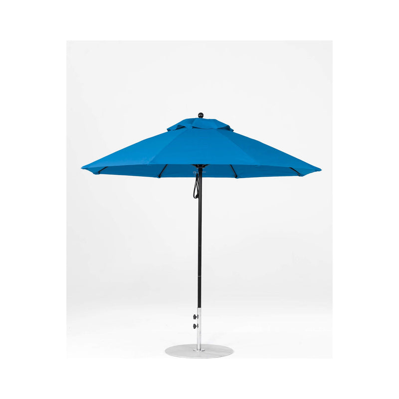 9 Ft Octagonal Frankford Patio Umbrella- Pulley Lift- Matte Black Frame