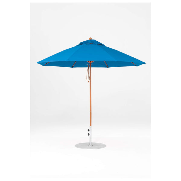 9 Ft Octagonal Frankford Patio Umbrella- Pulley Lift- Wood Grain Frame