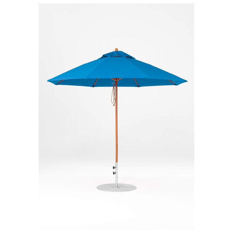 9 Ft Octagonal Frankford Patio Umbrella- Pulley Lift- Wood Grain Frame
