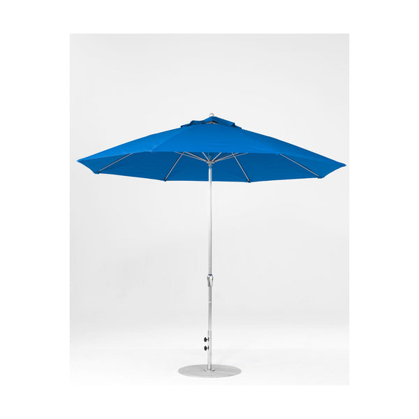 11 Ft Octagonal Frankford Patio Umbrella- Crank Lift- Polished Silver Anodized Frame