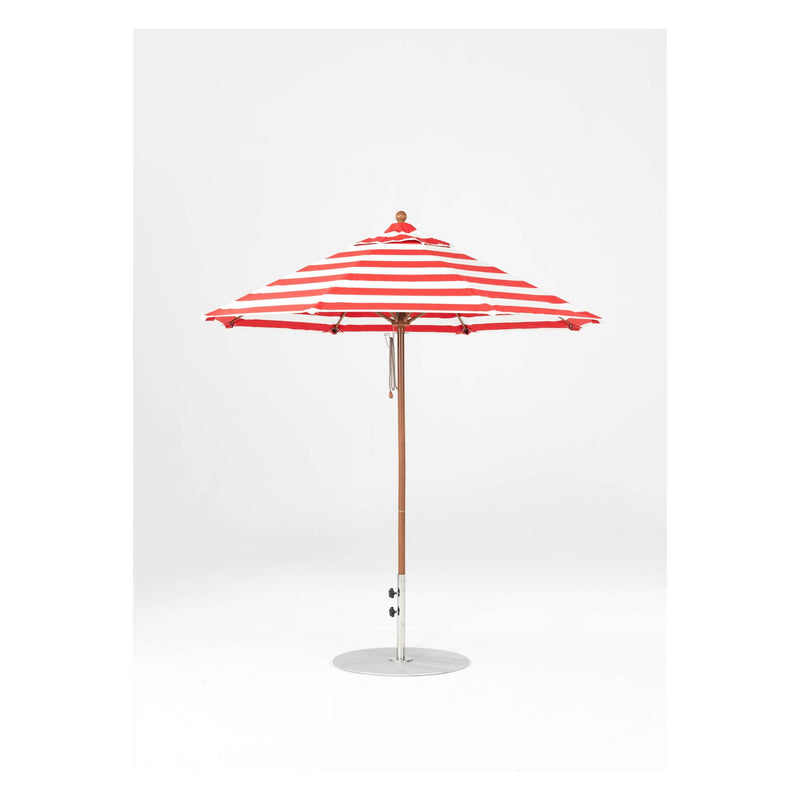 7.5 Ft Octagonal Frankford Patio Umbrella- Pulley Lift- Wood Grain Frame