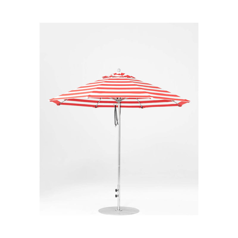 9 Ft Octagonal Frankford Patio Umbrella- Pulley Lift- Matte Silver Frame