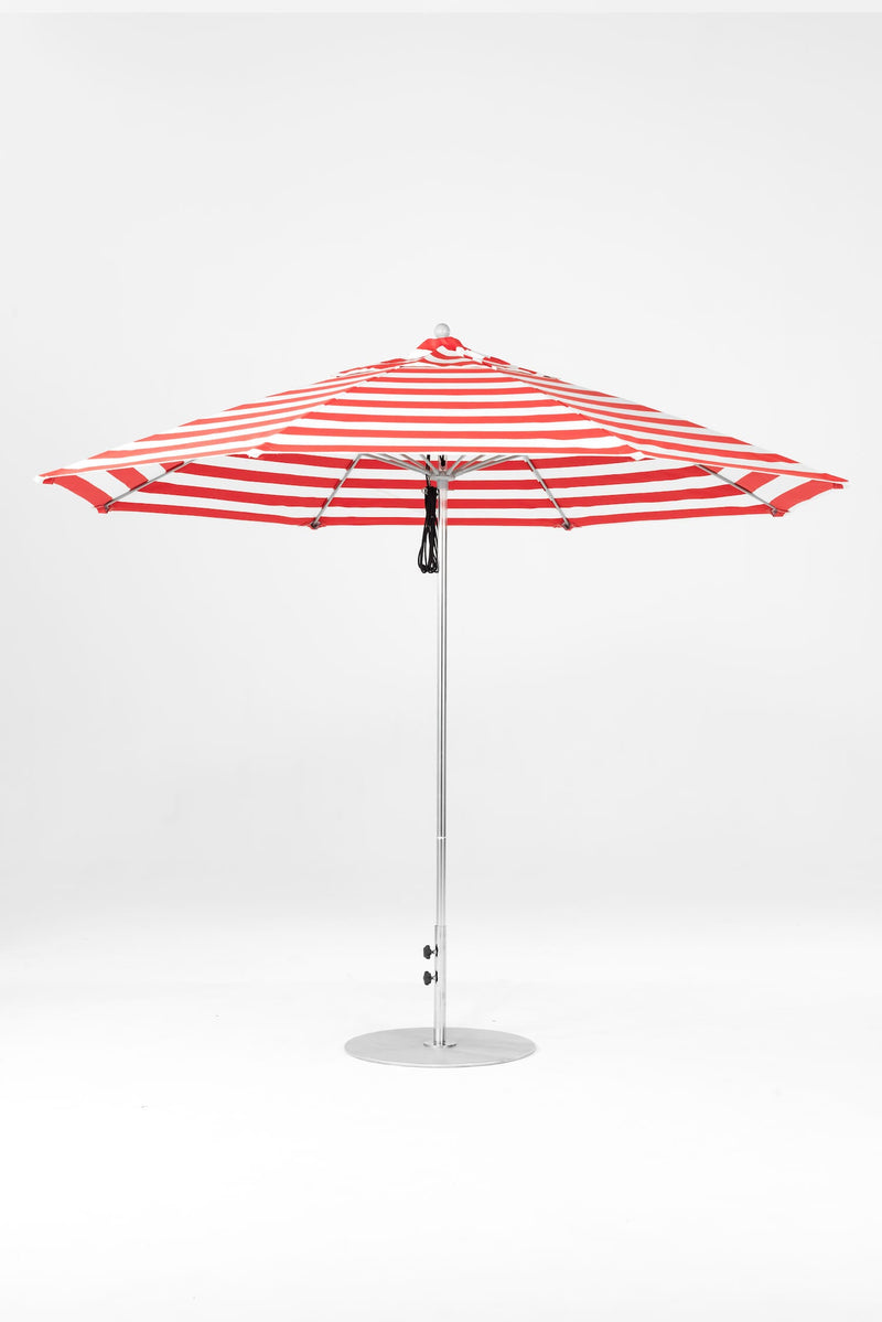 11 Ft Octagonal Frankford Patio Umbrella- Pulley Lift- Polished Silver Anodized Frame