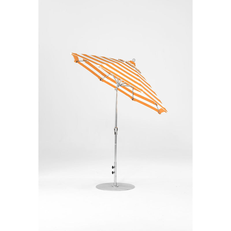 7.5 Ft Octagonal Frankford Patio Umbrella- Crank Auto-Tilt- Polished Silver Anodized Frame