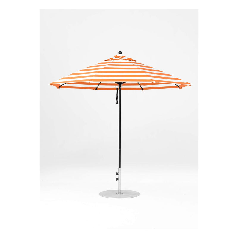 9 Ft Octagonal Frankford Patio Umbrella- Pulley Lift- Matte Black Frame