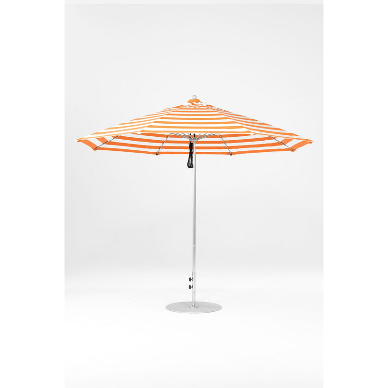 11 Ft Octagonal Frankford Patio Umbrella- Pulley Lift- Polished Silver Anodized Frame
