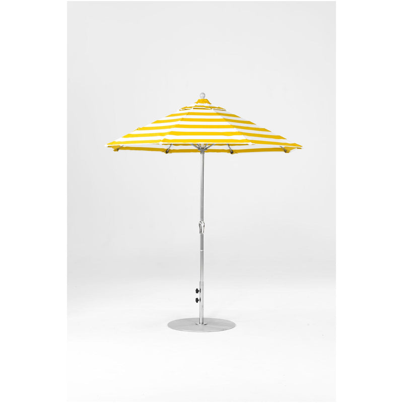 7.5 Ft Octagonal Frankford Patio Umbrella- Crank Lift- Polished Silver Anodized Frame