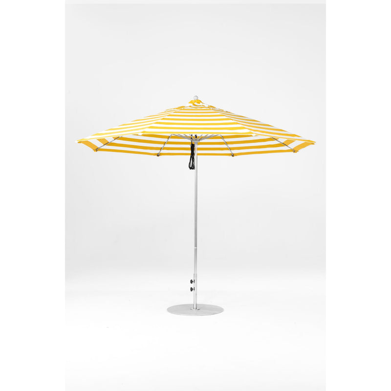 11 Ft Octagonal Frankford Patio Umbrella- Pulley Lift- Polished Silver Anodized Frame