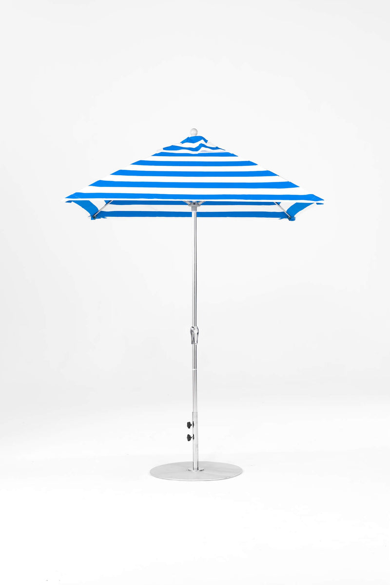6.5 Ft Square Frankford Outdoor Patio Umbrella- Crank Lift - Polished Silver Anodized Frame