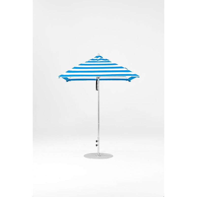 6.5 Ft Square Frankford Patio Umbrella- Pulley Lift- Polished Silver Anodized Frame