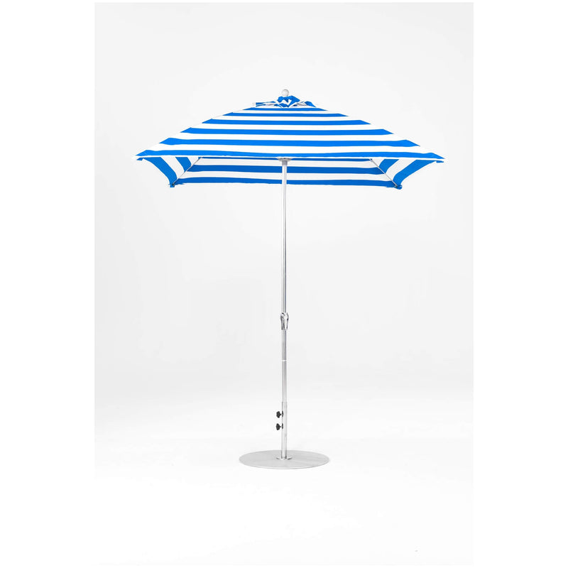 7.5 Ft Square Frankford Patio Umbrella- Crank Lift- Polished Silver Anodized Frame