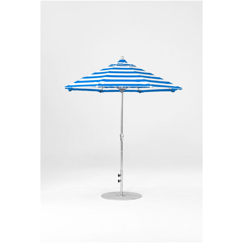 7.5 Ft Octagonal Frankford Patio Umbrella- Crank Lift- Polished Silver Anodized Frame