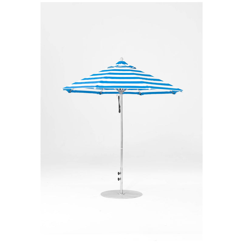 7.5 Ft Octagonal Frankford Patio Umbrella- Pulley Lift- Polished Silver Anodized Frame