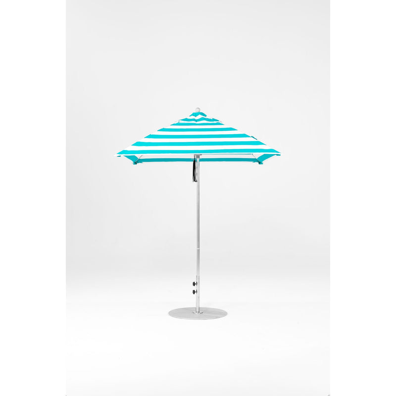 6.5 Ft Square Frankford Patio Umbrella- Pulley Lift- Polished Silver Anodized Frame