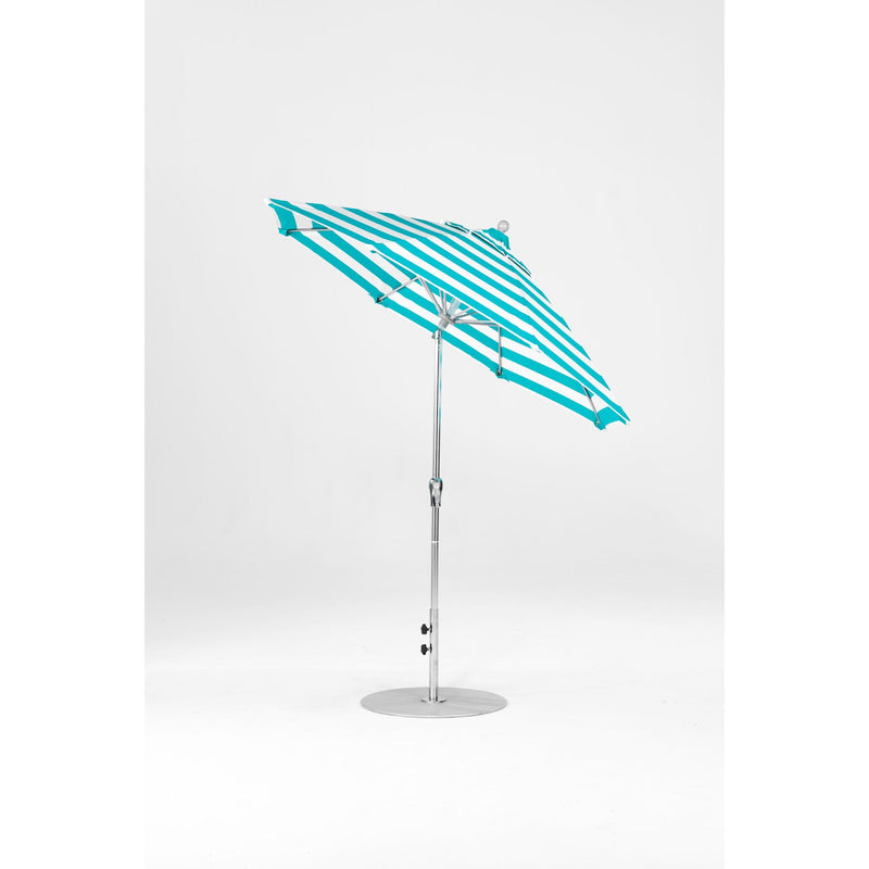 7.5 Ft Octagonal Frankford Patio Umbrella- Crank Auto-Tilt- Polished Silver Anodized Frame