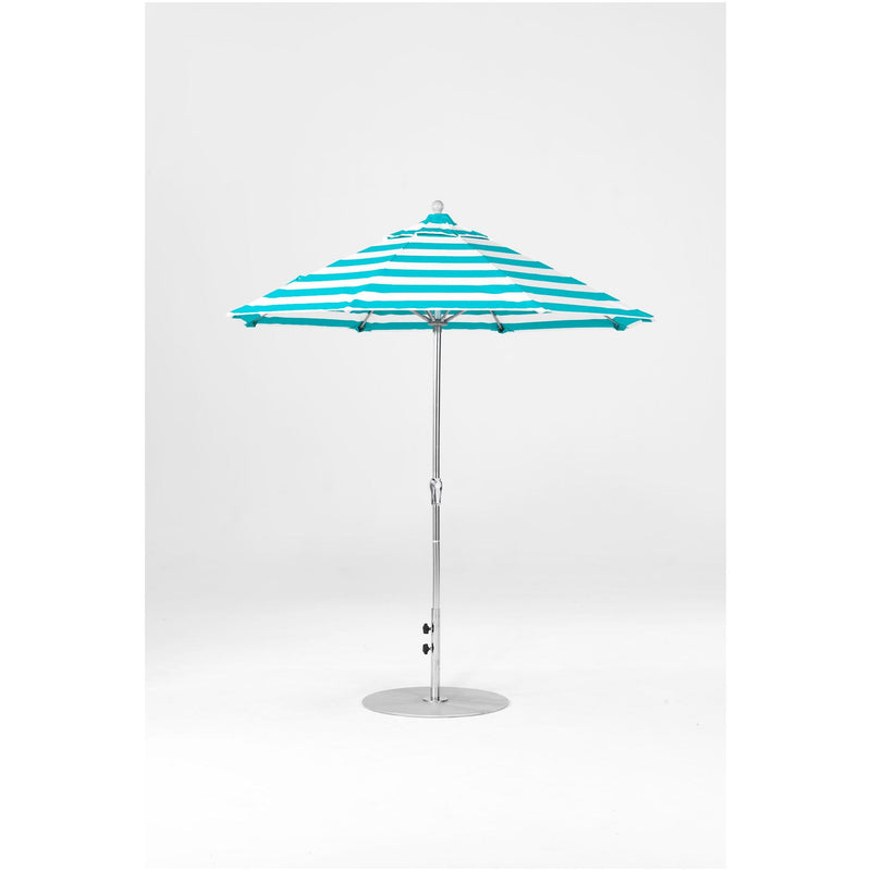 7.5 Ft Octagonal Frankford Patio Umbrella- Crank Lift- Polished Silver Anodized Frame