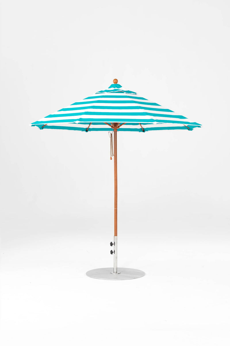 7.5 Ft Octagonal Frankford Patio Umbrella- Pulley Lift- Wood Grain Frame