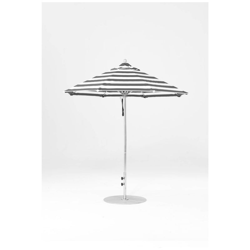 7.5 Ft Octagonal Frankford Patio Umbrella- Pulley Lift- Polished Silver Anodized Frame