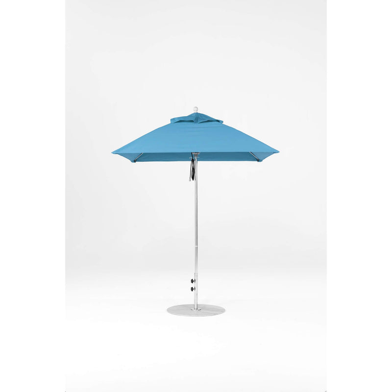 6.5 Ft Square Frankford Patio Umbrella- Pulley Lift- Polished Silver Anodized Frame