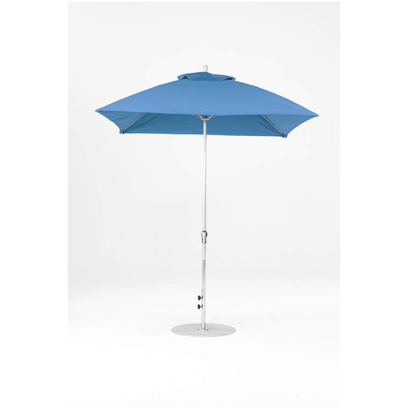 7.5 Ft Square Frankford Patio Umbrella- Crank Lift- Polished Silver Anodized Frame