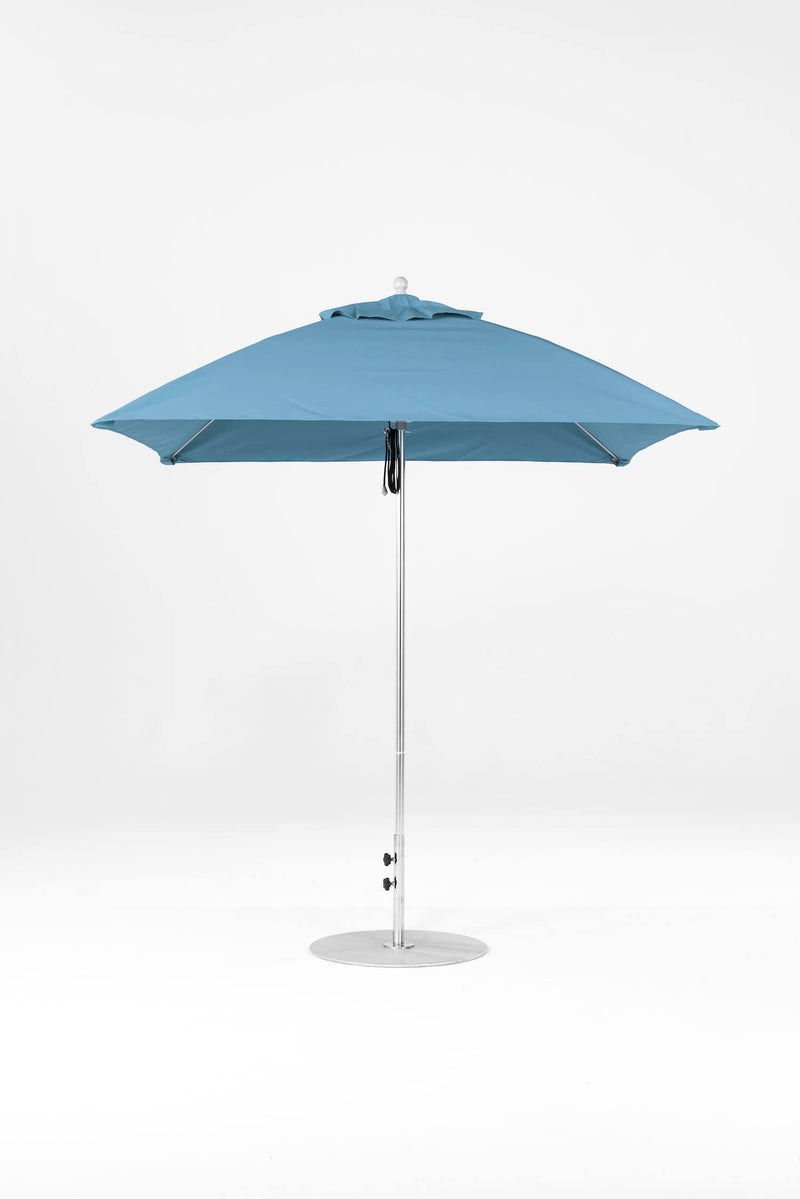 7.5 Ft Square Frankford Patio Umbrella- Pulley Lift- Polished Silver Anodized Frame