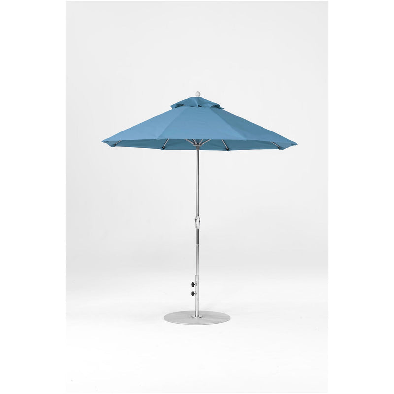 7.5 Ft Octagonal Frankford Patio Umbrella- Crank Lift- Polished Silver Anodized Frame