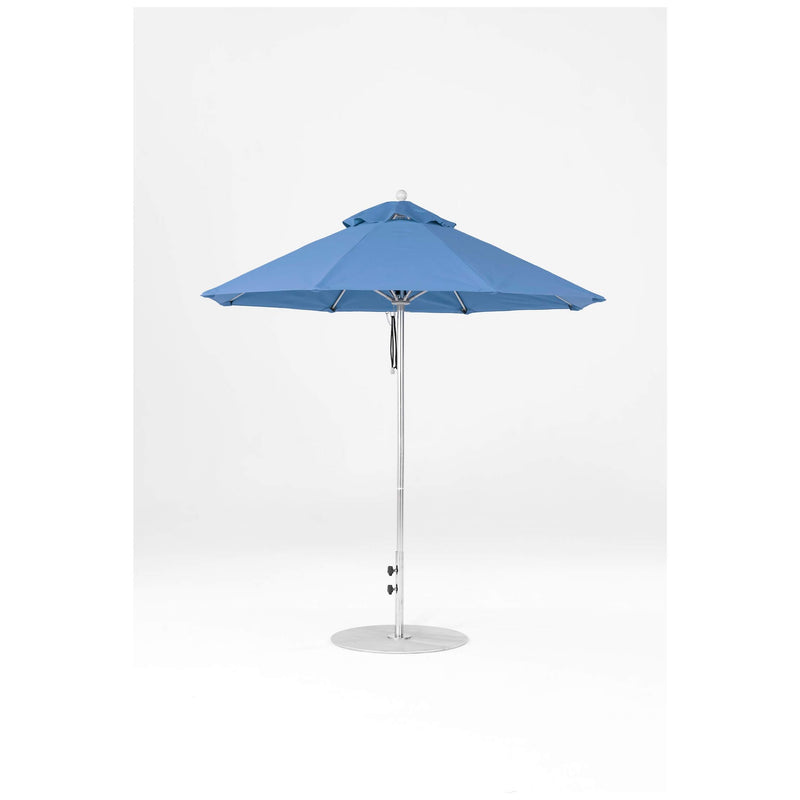 7.5 Ft Octagonal Frankford Patio Umbrella- Pulley Lift- Polished Silver Anodized Frame