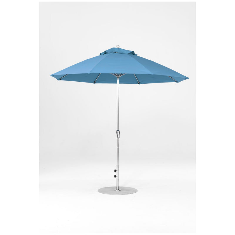 9 Ft Octagonal Frankford Patio Umbrella- Crank Lift- Polished Silver Anodized Frame