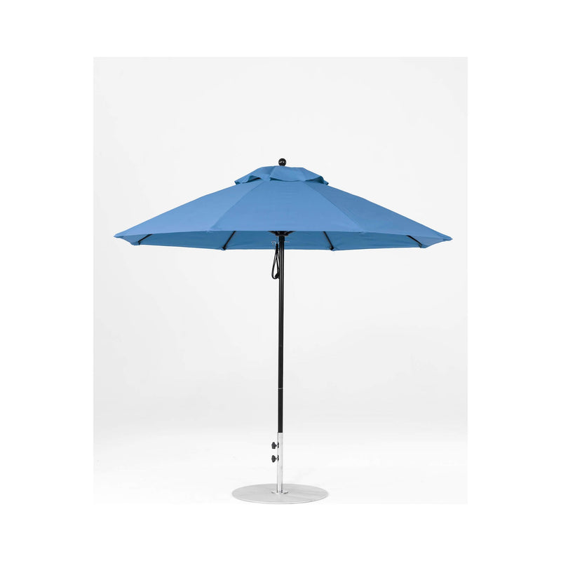 9 Ft Octagonal Frankford Patio Umbrella- Pulley Lift- Matte Black Frame