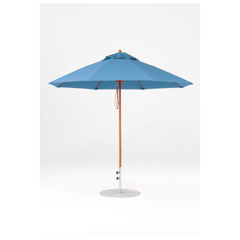 9 Ft Octagonal Frankford Patio Umbrella- Pulley Lift- Wood Grain Frame