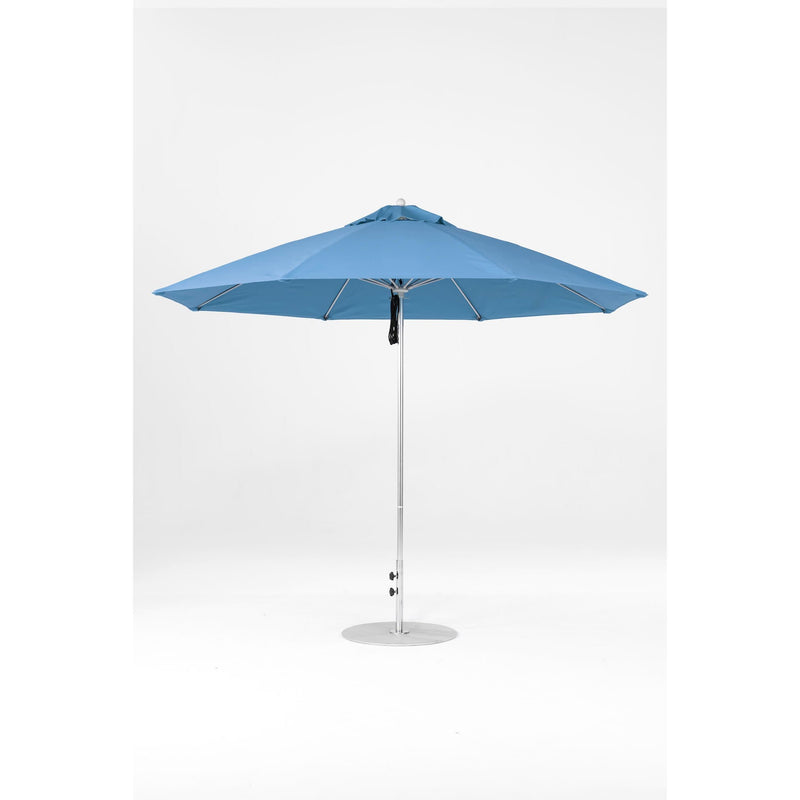 11 Ft Octagonal Frankford Patio Umbrella- Pulley Lift- Polished Silver Anodized Frame