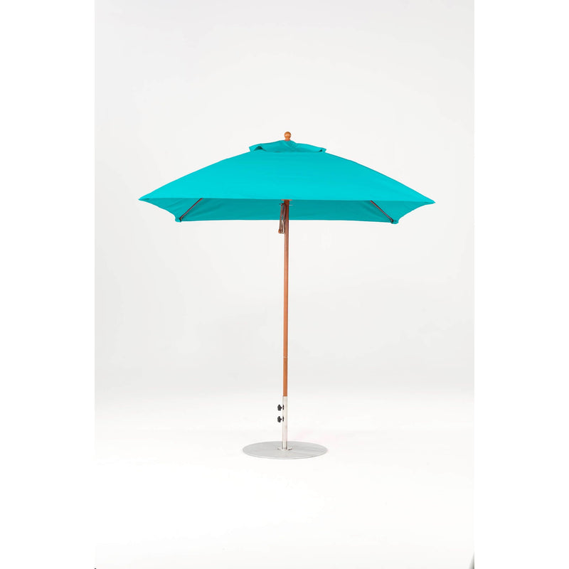 7.5 Ft Square Frankford Patio Umbrella- Pulley Lift- Wood Grain Frame