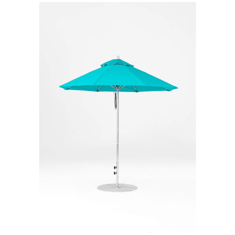 7.5 Ft Octagonal Frankford Patio Umbrella- Pulley Lift- Polished Silver Anodized Frame