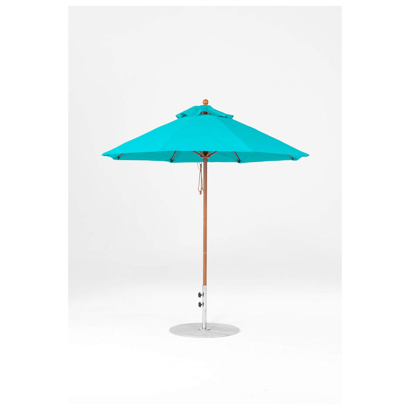 7.5 Ft Octagonal Frankford Patio Umbrella- Pulley Lift- Wood Grain Frame