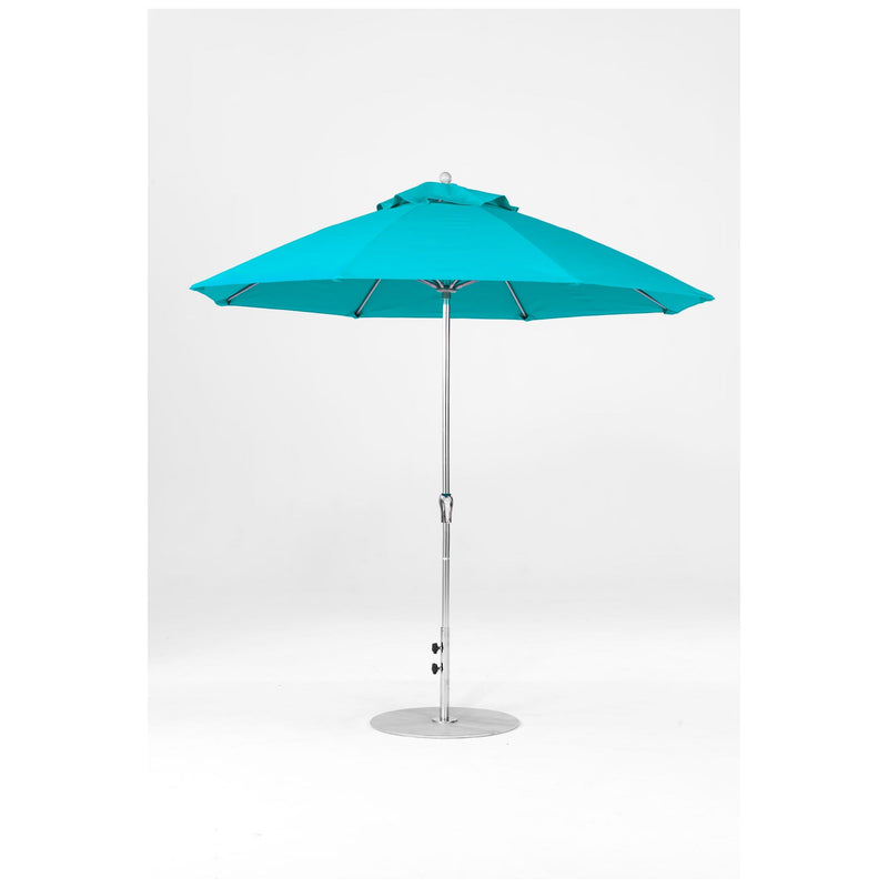 9 Ft Octagonal Frankford Patio Umbrella- Crank Lift- Polished Silver Anodized Frame