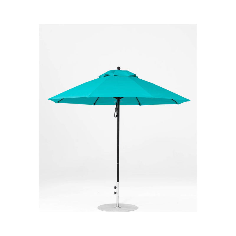 9 Ft Octagonal Frankford Patio Umbrella- Pulley Lift- Matte Black Frame