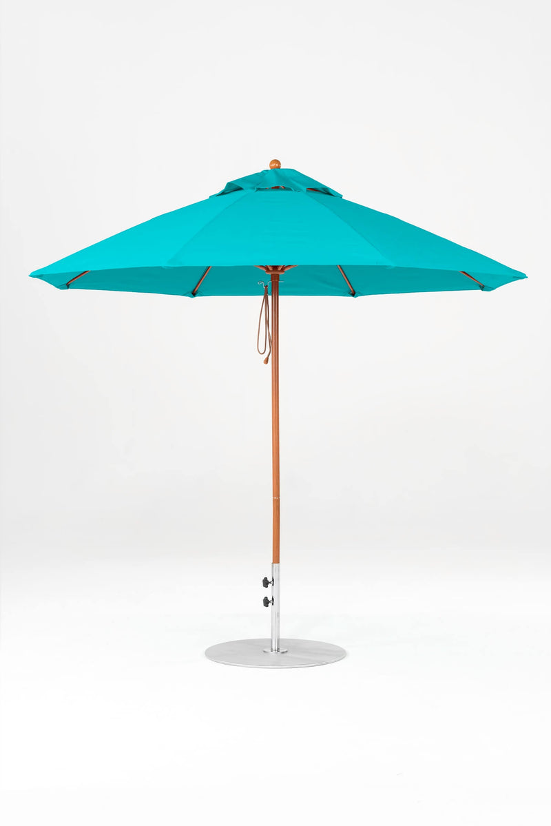9 Ft Octagonal Frankford Patio Umbrella- Pulley Lift- Wood Grain Frame